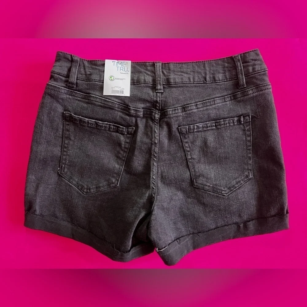 Time tru Core Short Relaxed Fit short black jeans size 8 Rayon Made in chine